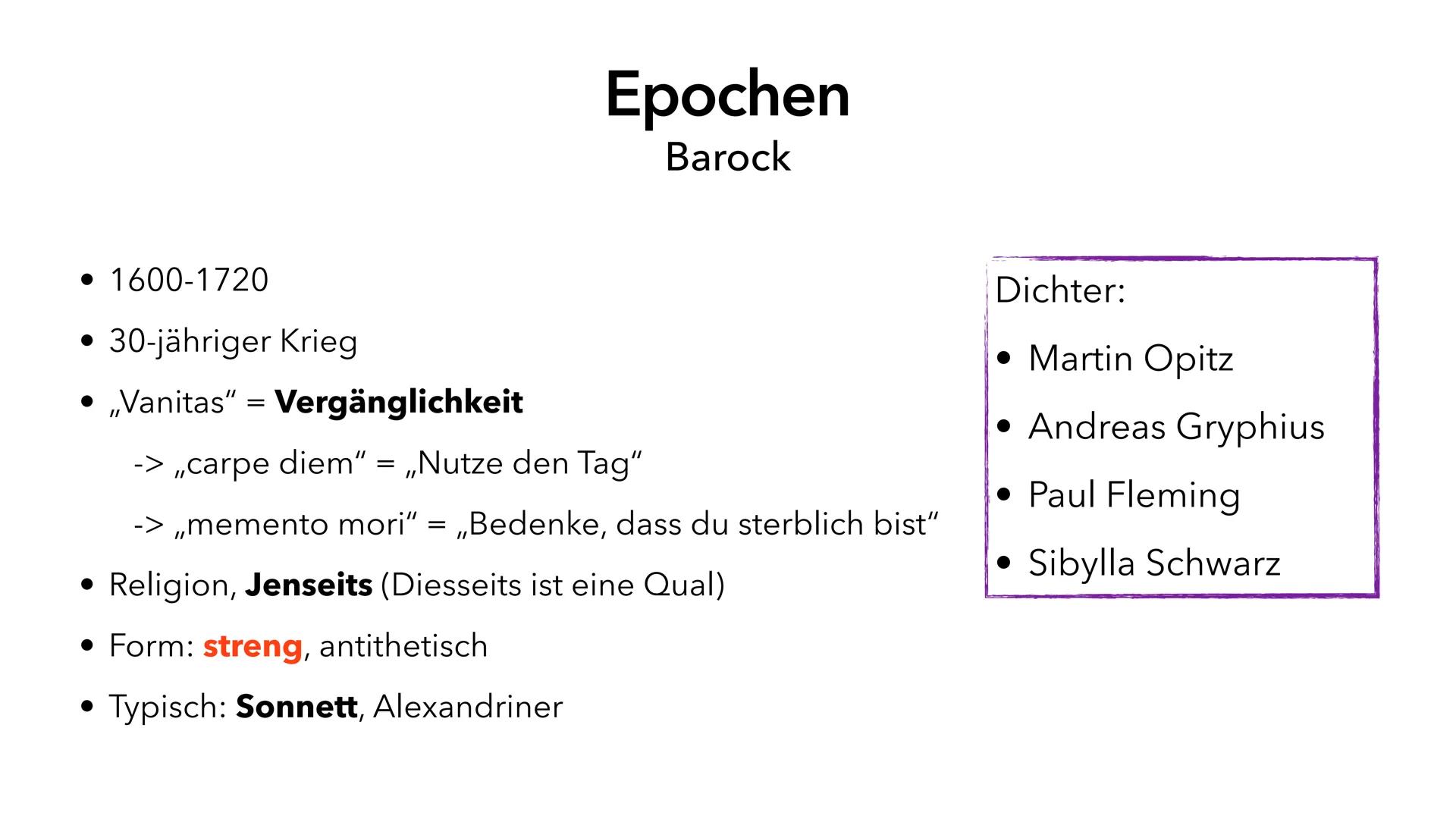 Inhaltsfeld Texte
Lyrik
,,Unterwegssein vom Barock bis zur Gegenwart"
Abi 2023 NRW - Deutsch LK • Gedichtarten ✓
• Form
• Stilmittel V
Epoch