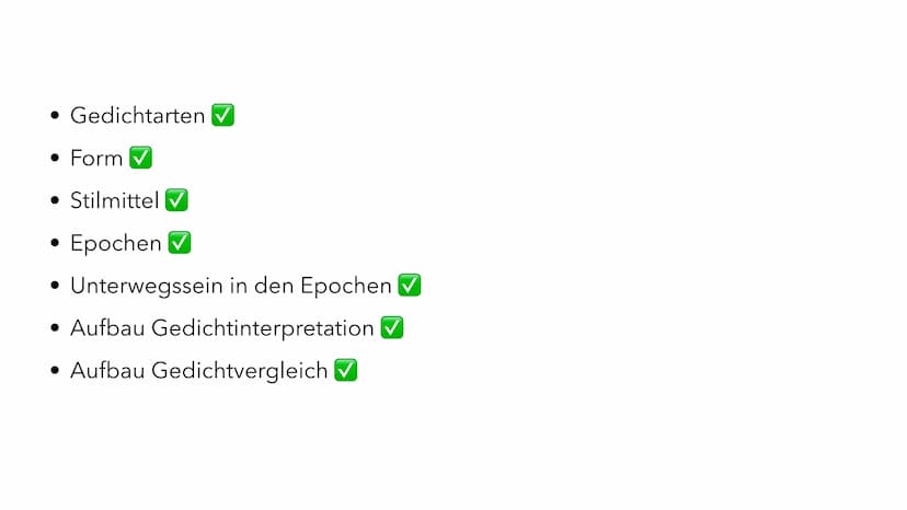 Inhaltsfeld Texte
Lyrik
,,Unterwegssein vom Barock bis zur Gegenwart"
Abi 2023 NRW - Deutsch LK • Gedichtarten ✓
• Form
• Stilmittel V
Epoch