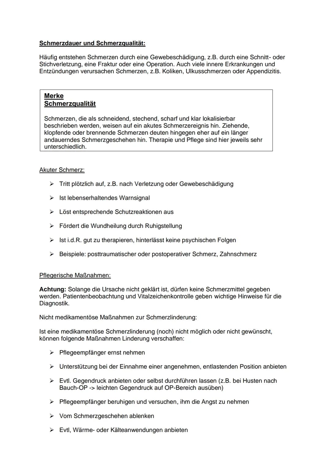 Definition:
Schmerz ist ein unangenehmes Sinnes- und Gefühlserlebnis, das mit aktueller oder
potenzieller Gewebeschädigung verknüpft ist ode