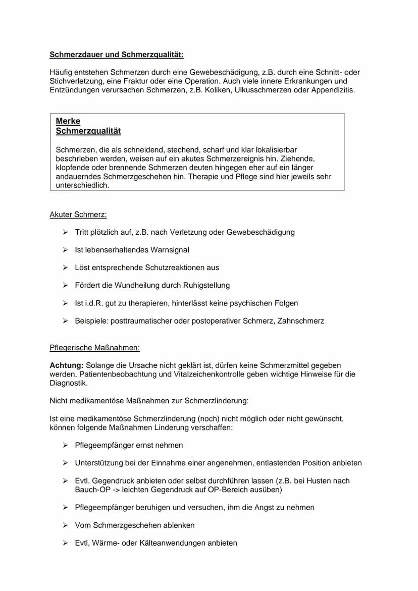Definition:
Schmerz ist ein unangenehmes Sinnes- und Gefühlserlebnis, das mit aktueller oder
potenzieller Gewebeschädigung verknüpft ist ode