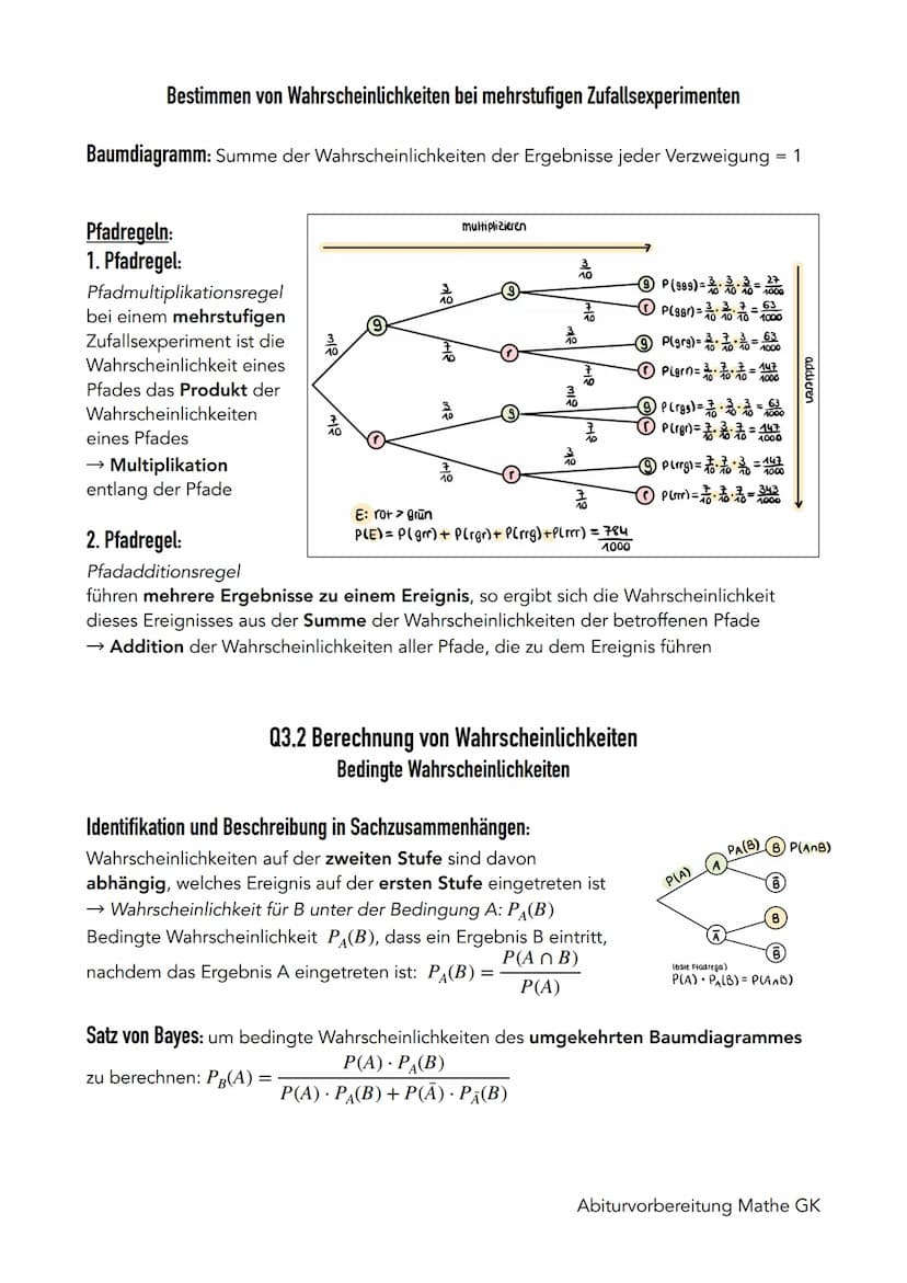 Stochastik
Q3.1 Grundlegende Begriffe der Stochastik
Grundlagen der Wahrscheinlichkeitstheorie
Zufallsexperiment: Experiment, bei welchem di