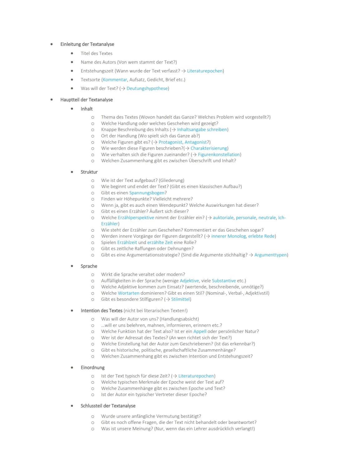 Einleitung der Textanalyse
Titel des Textes
Name des Autors (Von wem stammt der Text?)
Entstehungszeit (Wann wurde der Text verfasst? → Lite
