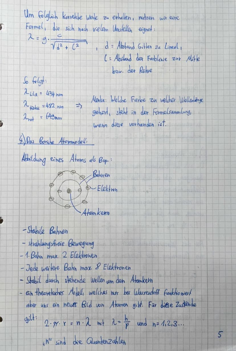 Auswertung:
Welche Wellenlängen haben diese Farblinien ?
Aus dem Versuch zur Wellenlängen bestimmung eines Lasers
Maximum
Wissen wir:
(I) 2 