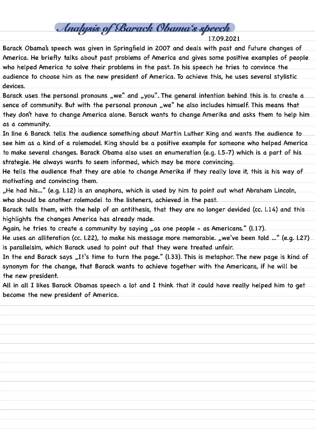 Barack Obama speech analysis