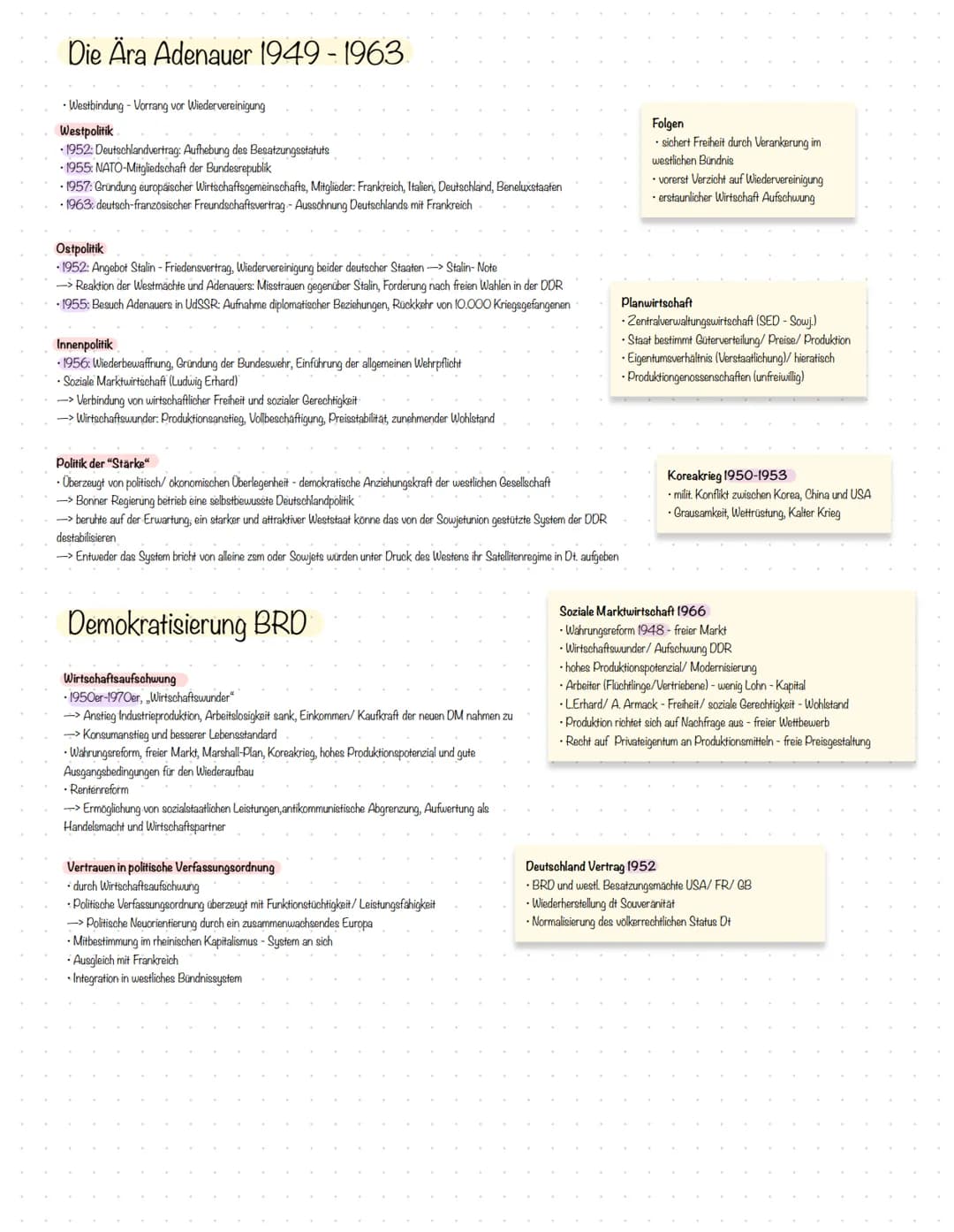 Vertiefung deutsche Teilung 1949-1961
Staatlicher Wandel und politische Konflikte in Ost und West
• Systemkonkurrenz-/ integration: doppelte