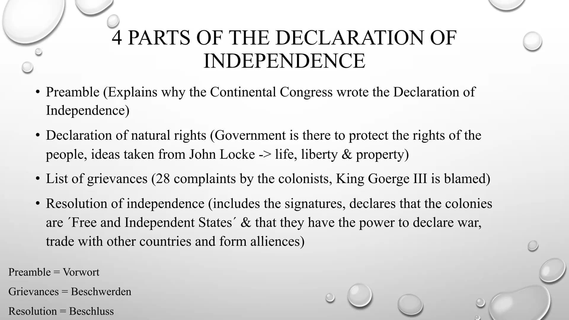 Declaration of
Independence
OF THE UNITED STATES • Pictures
• Basic information
• 4 parts of the D.I.
• List of grievances
The signers
STRUC