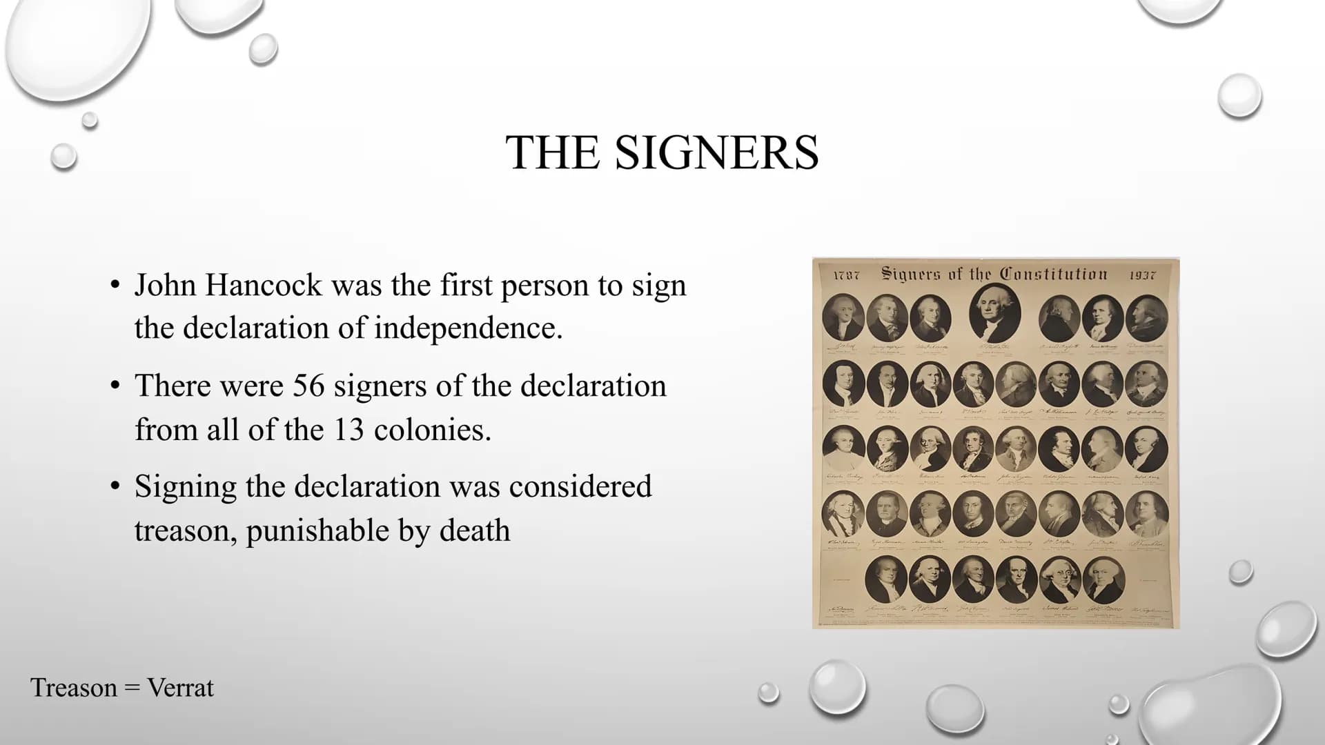 Declaration of
Independence
OF THE UNITED STATES • Pictures
• Basic information
• 4 parts of the D.I.
• List of grievances
The signers
STRUC