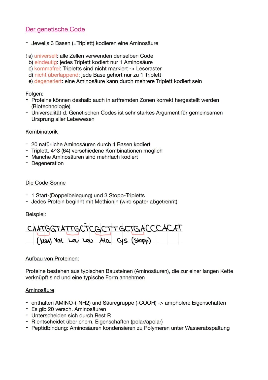 Biologie Klausur 11/2/ GENETIK
Molekulare Genetik
1. DNA - Das Erbgut
Informationsträger ist die Desoxyribo-Nuklein-Säure (engl. DNA)
Ausnah