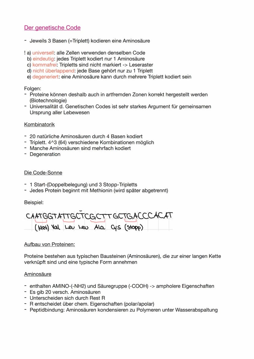 Biologie Klausur 11/2/ GENETIK
Molekulare Genetik
1. DNA - Das Erbgut
Informationsträger ist die Desoxyribo-Nuklein-Säure (engl. DNA)
Ausnah