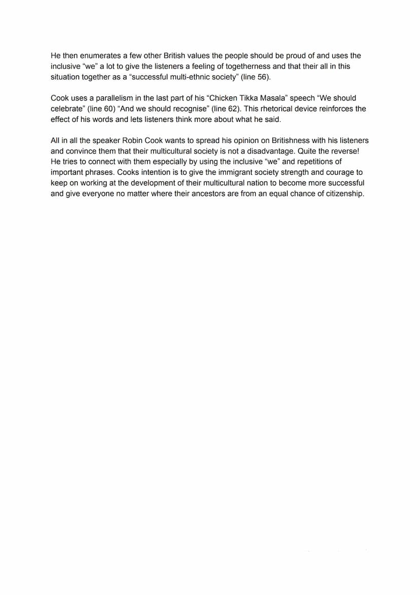Speech Analysis - Chicken Tikka Masala
The "Chicken Tikka Masala" speech was held by Robin Cook on 19 April 2001 as a speech
by the foreign 