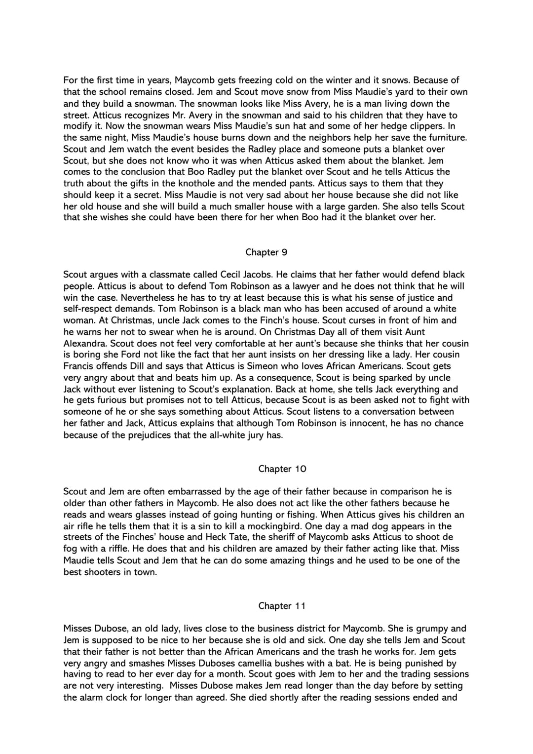 reading log - To kill a mockingbird by Harper Lee
chapter summaries
Chapter 1
The narrator Jean Louise (nickname: Scout) recounts the family