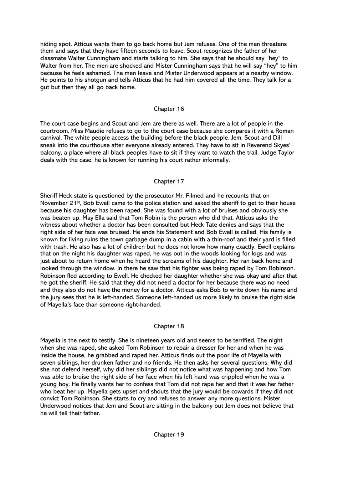 reading log - To kill a mockingbird by Harper Lee
chapter summaries
Chapter 1
The narrator Jean Louise (nickname: Scout) recounts the family