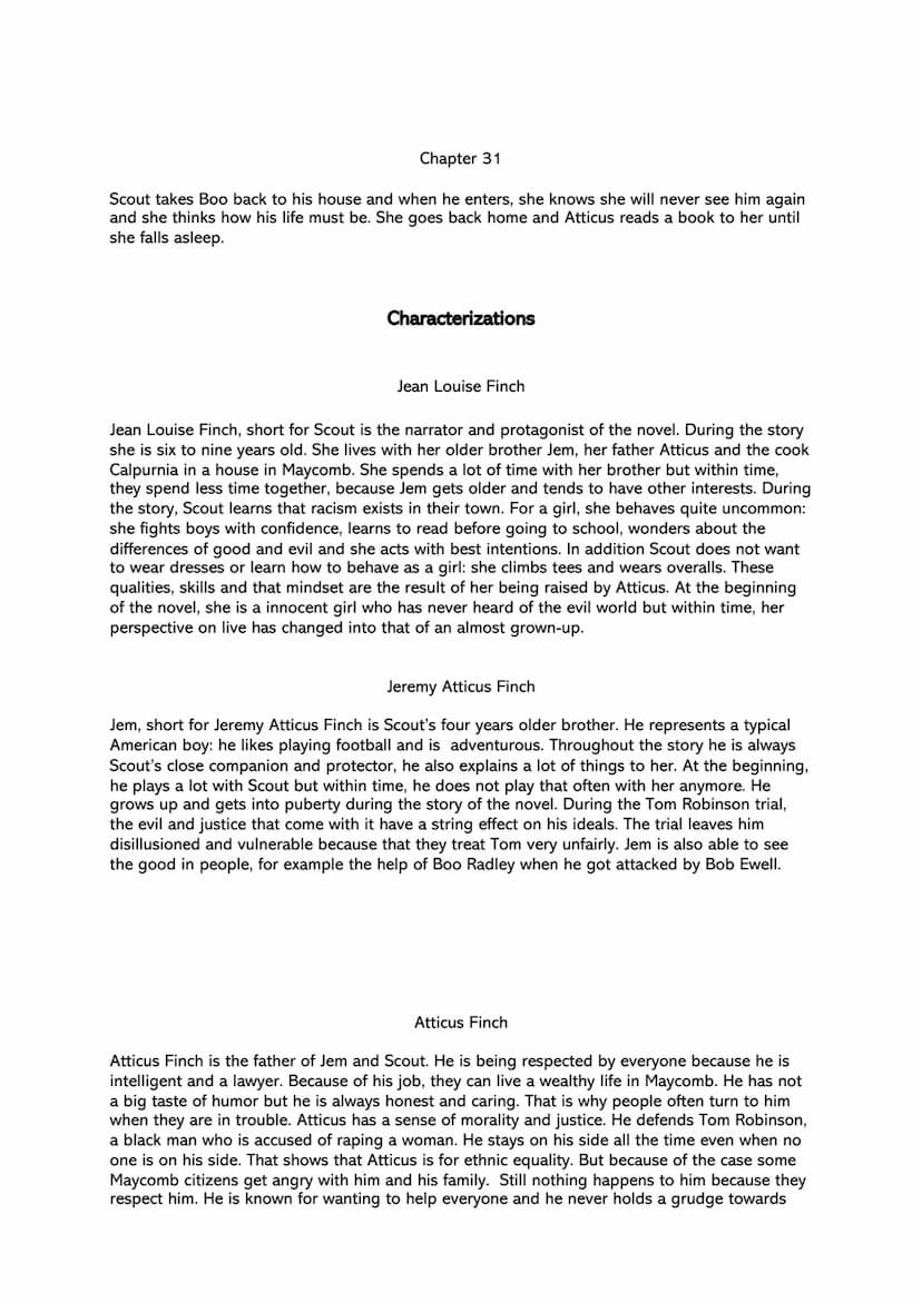 reading log - To kill a mockingbird by Harper Lee
chapter summaries
Chapter 1
The narrator Jean Louise (nickname: Scout) recounts the family