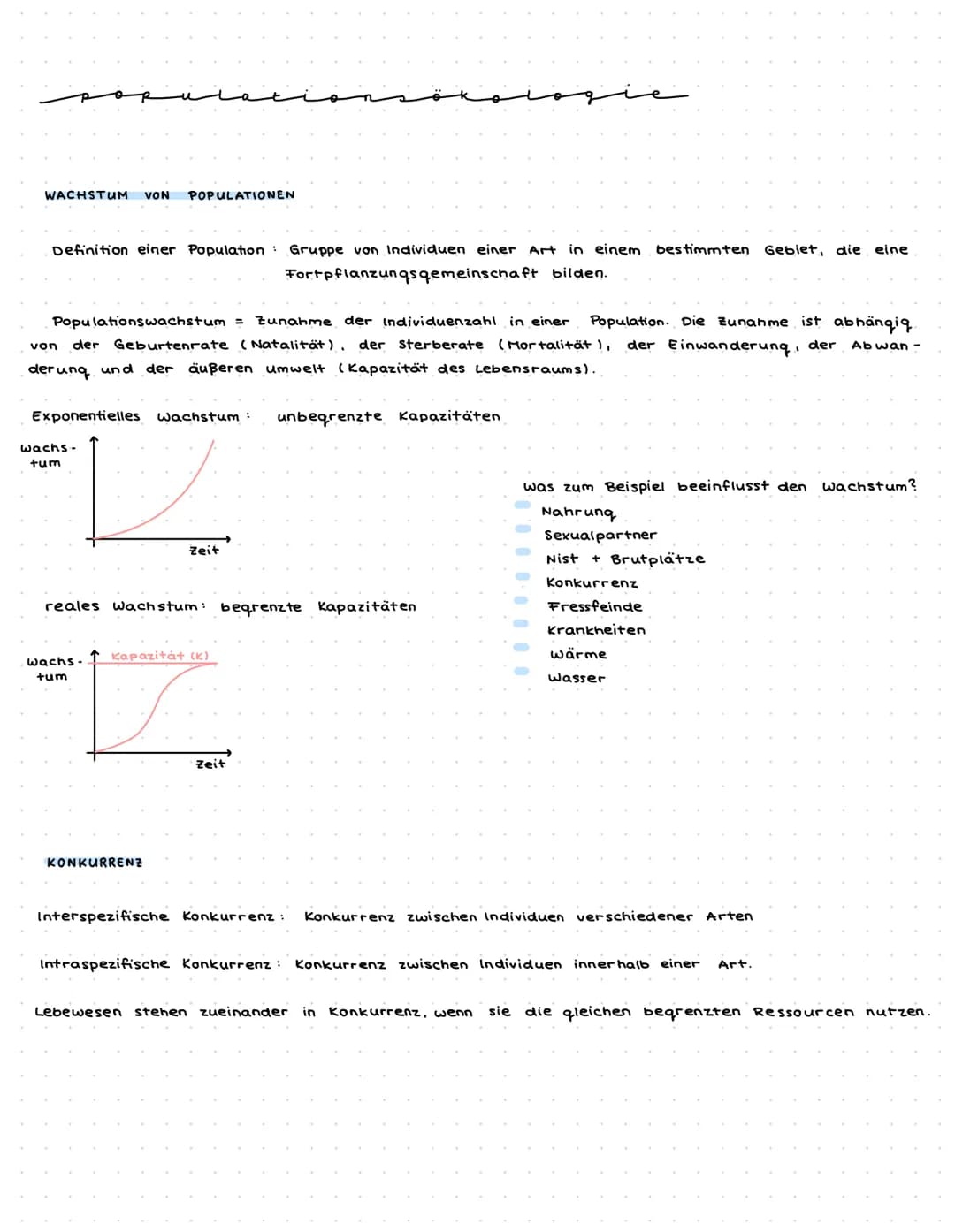 WACHSTUM VON POPULATIONEN
Definition einer Population Gruppe von Individuen einer Art in einem bestimmten Gebiet, die eine
Fortpflanzungsgem
