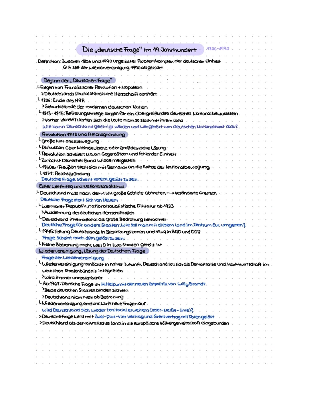 Die deutsche Frage" im 19. Jahrhundert 1806-1990
Definition: Zwischen 1806 und 1990 ungelöster Problemkomplex der deutschen Einheit
Gilt sei