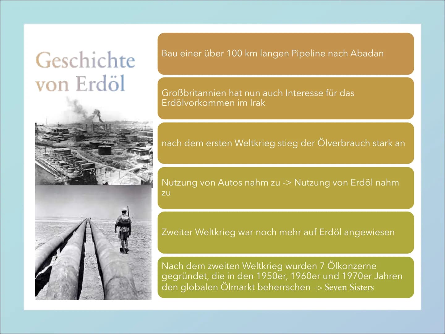 Erdöl Inhalt
Definition von Erdöl
Gewinnung/Herstellung von Erdöl
Verwendung von Erdöl
Geschichte von Erdöl
Vorteile und Nachteile von Erdöl