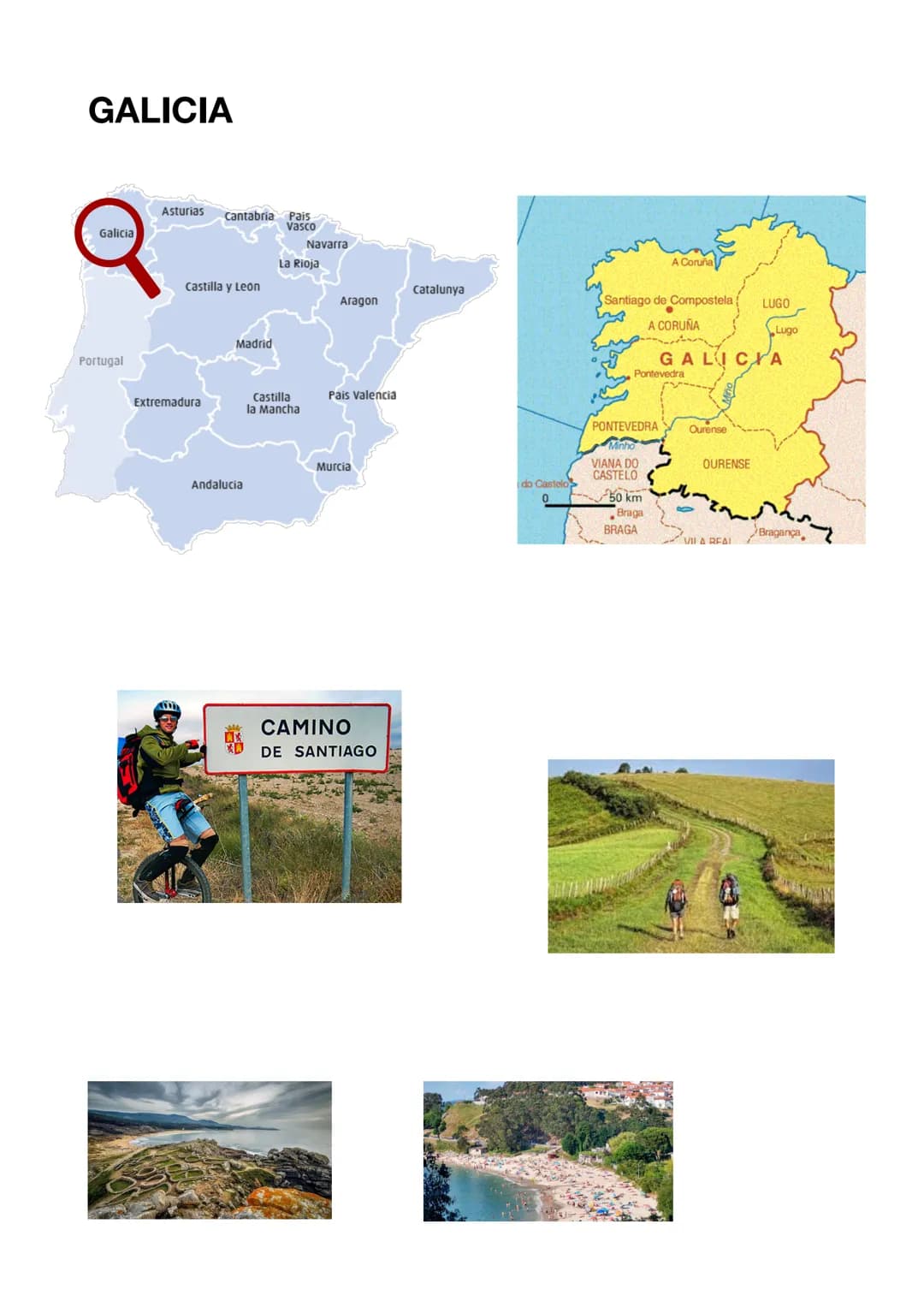 
<h2 id="galicia">Galicia</h2>
<p>En el noroeste de España se encuentra Galicia, una comunidad autónoma española compuesta por cuatro provin