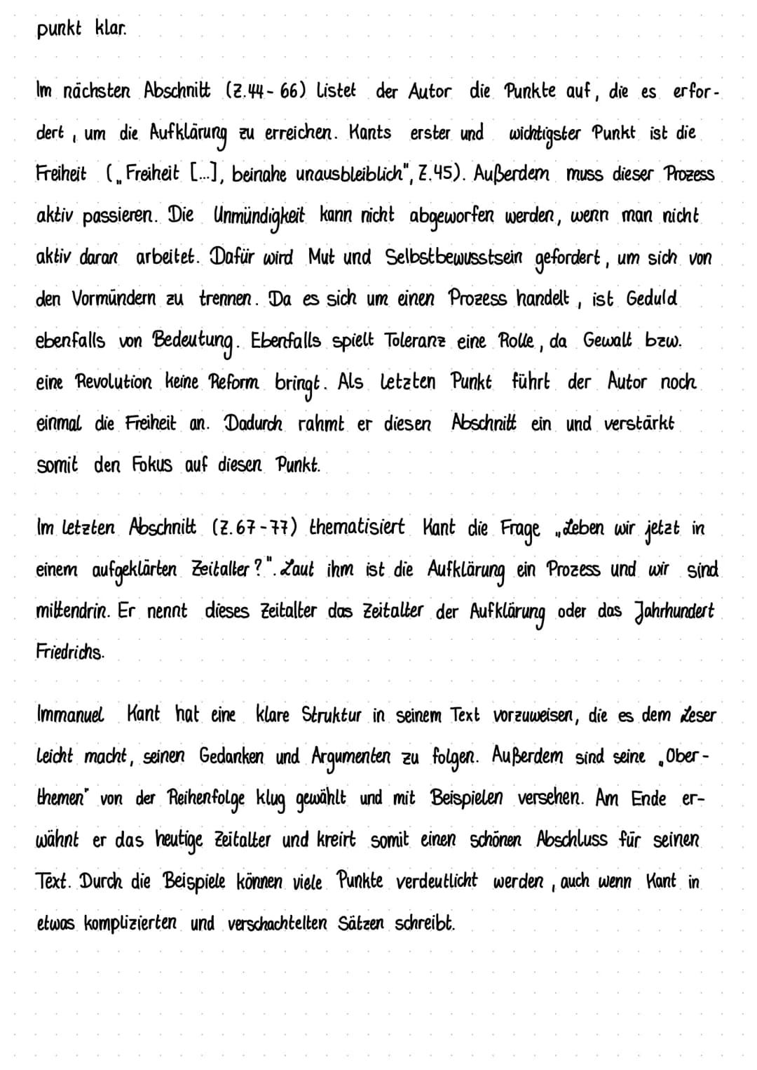 
<p>Immanuel Kant beantwortet in seinem Sachtext "Beantwortung der Frage: Was ist Aufklärung?" aus dem Jahr 1784 die im Titel gestellte Frag