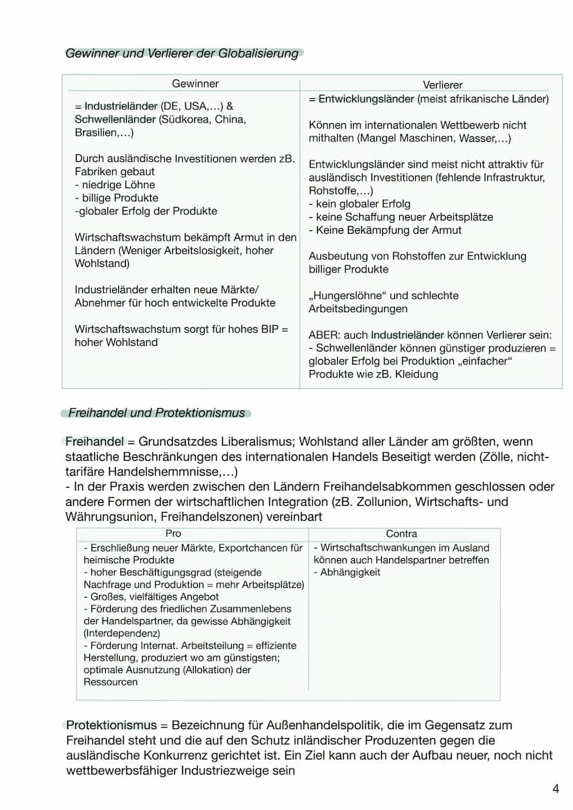Einschub: Wirtschaft Klausurvorbereitung
GLOBALISIERUNG
T
- Dimensionen der Globalisierung ✓
- Gründe für Globalisierung ✓
H-Wertschöpfungsk