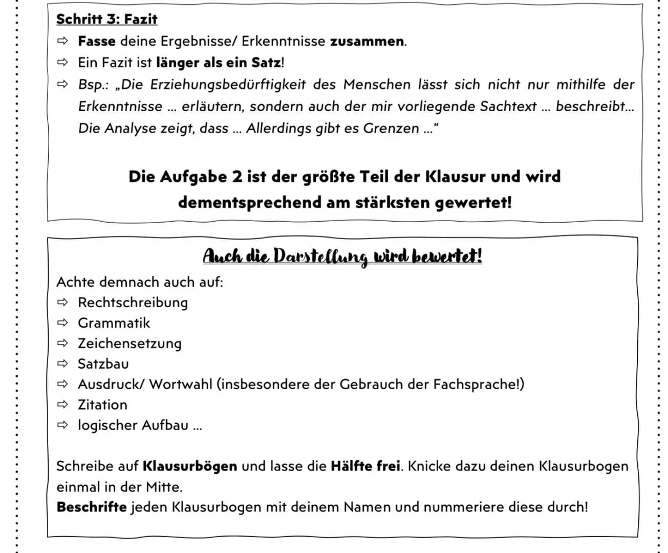 AUFBAU EINER PÄDAGOGIKKLAUSUR, AUFGABENART: SACHTEXTANALYSE <<<
Aufgabe 1 = Anforderungsbereich | = Rekonstruktion
Operatoren: BESCHREIBEN, 