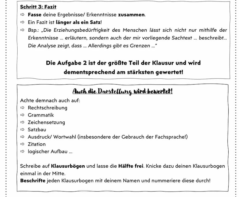 AUFBAU EINER PÄDAGOGIKKLAUSUR, AUFGABENART: SACHTEXTANALYSE <<<
Aufgabe 1 = Anforderungsbereich | = Rekonstruktion
Operatoren: BESCHREIBEN, 