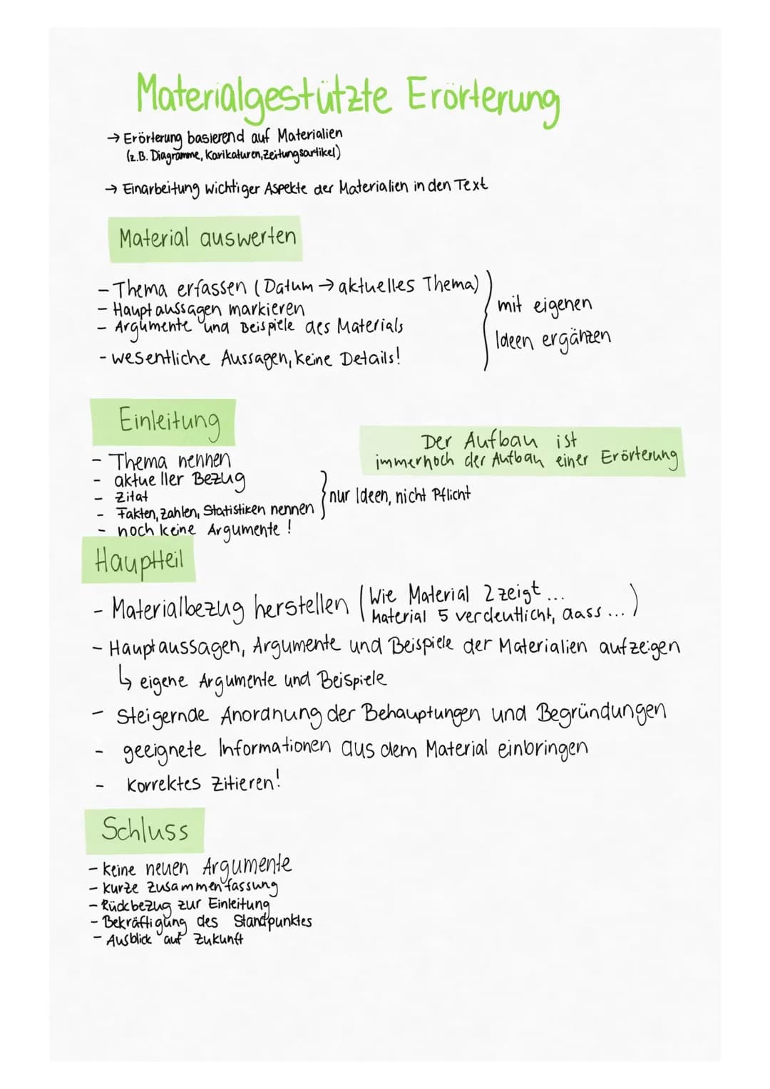 Materialgestützte Erörterung
→ Erörterung basierend auf Materialien
(2.B. Diagramme, Karikaturen, Zeitungsartikel)
→ Einarbeitung wichtiger 