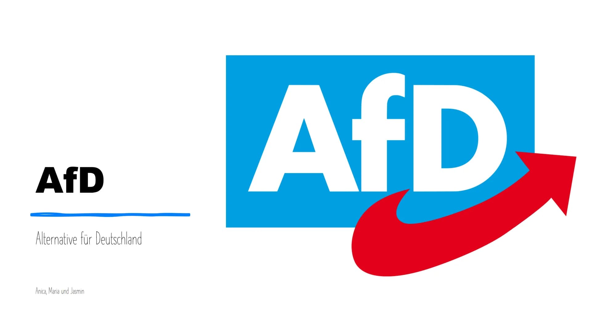 AfD
Alternative für Deutschland
Anica, Maria und Jasmin
AfD Generelles
Gründung: 06. Februar 2013
• Gründer: Alexander Gauland, Bernd Lucke,