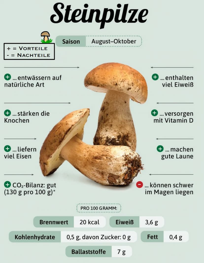 NAME: STEINPILZ
LATEINISCHE BEZEICHNUNG: BOLETUS EPULIS
STECKBRIEF; STEINPILZ
PFLANZENFAMILIE: DICKRÖHRLINGSVERWANDTE
AUSSEHEN/FARBE: HELL- 