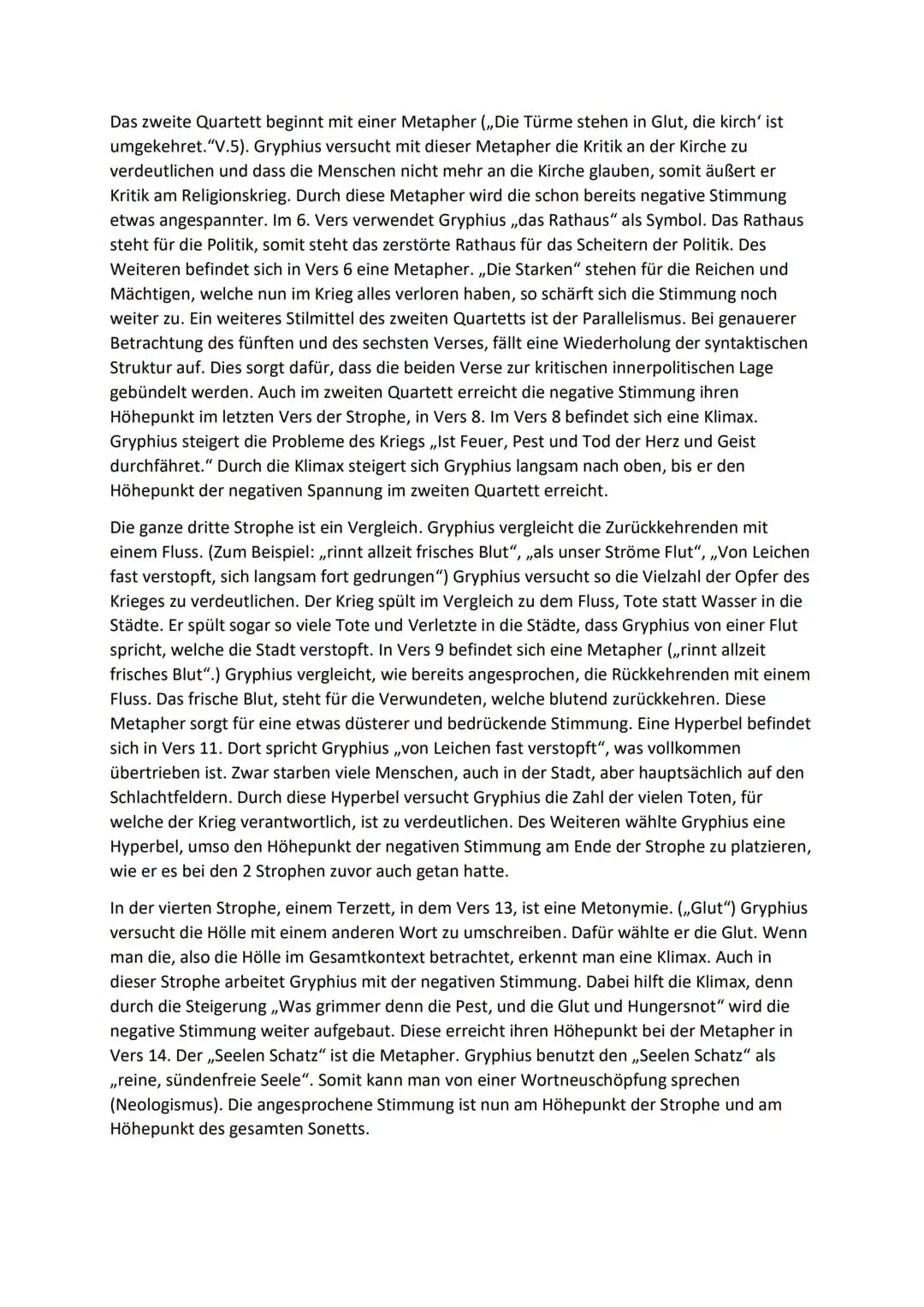 Thränen des Vaterlands
Das Gedicht,,Thränen des Vaterlands" von Andreas Gryphius aus dem Jahr 1643, der von
1616 bis 1664 lebte, stammt aus 