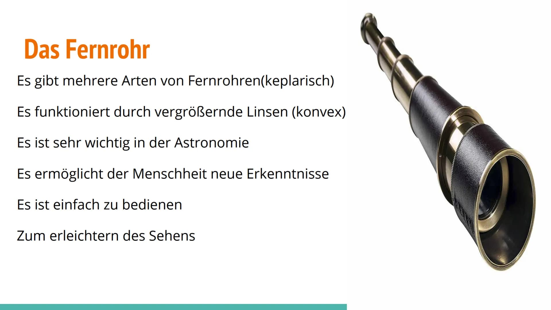 Kepler Fernrohr Themen
Das Fernrohr
Für was benutzt man ein Fernrohr?
Fernrohr und Fernglas
Das Kepler-Fernrohr(Aufbau)
Wer ist Johannes Kep