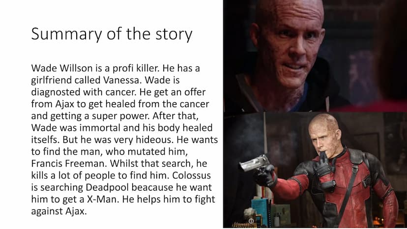 DEADPOOL Structure
●
●
Facts about the movie
Characters
Summary of the story
Moviescene Facts about the movie
Genre: Comedy
Country of publi