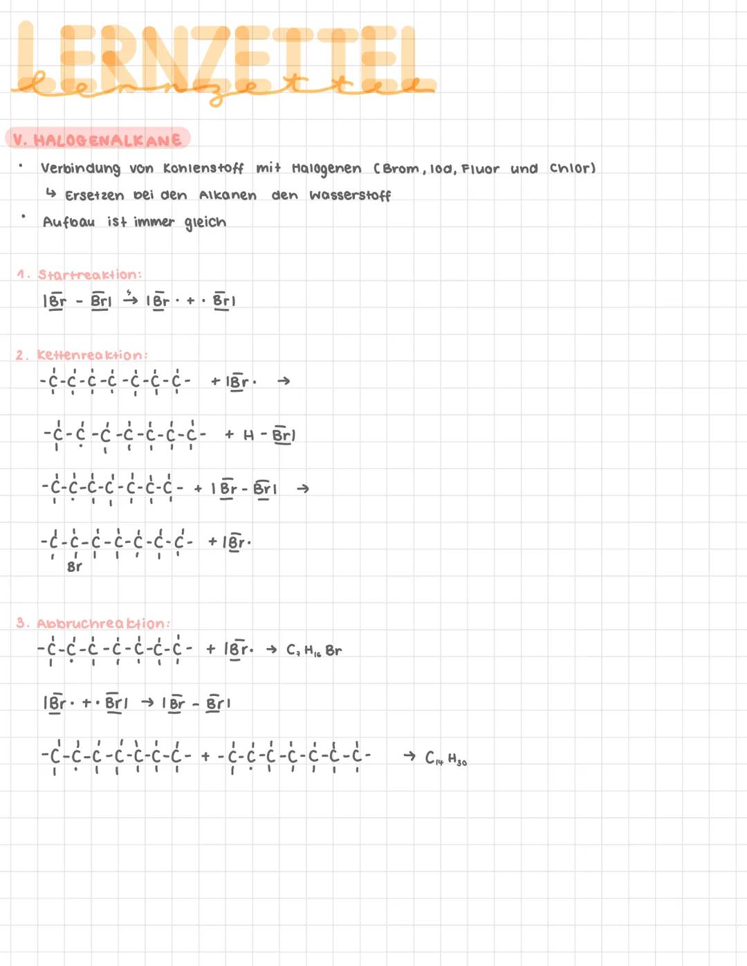 LERNZETTEL
I. ERSTEN ZEHN ALKANE
Name
Methan
Ethan
Propan
Butan
Pentan
Hexan
Heptan
Octan
Nonan
Decan
Hexadecan
Paraffine
C-Atome
1
2
3
4
5
