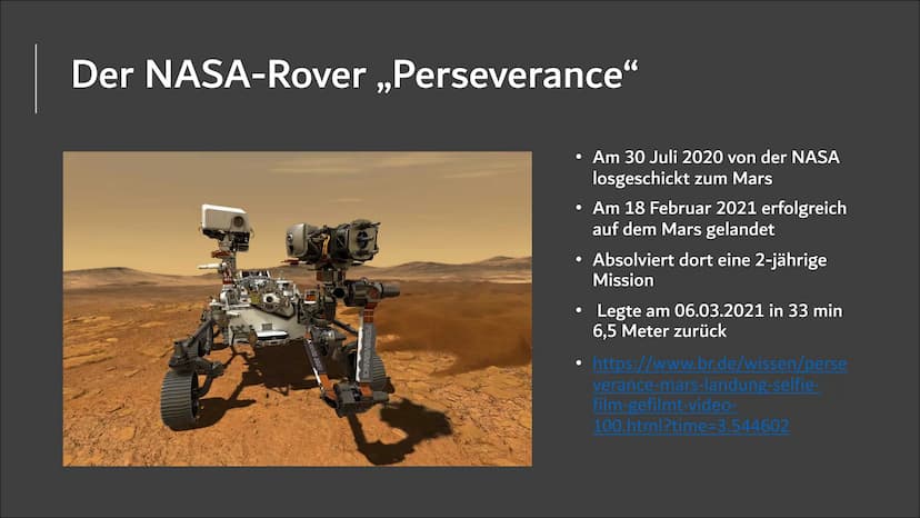 6
LO
Die
Marsmission
30.07.2020 Was ist der Mars?
56 Mio.
Kilometer
Venus
Mercury
Mars
Earth
Jupiter
Uranus
Saturn
Pluto
Neptune.
Namen von 