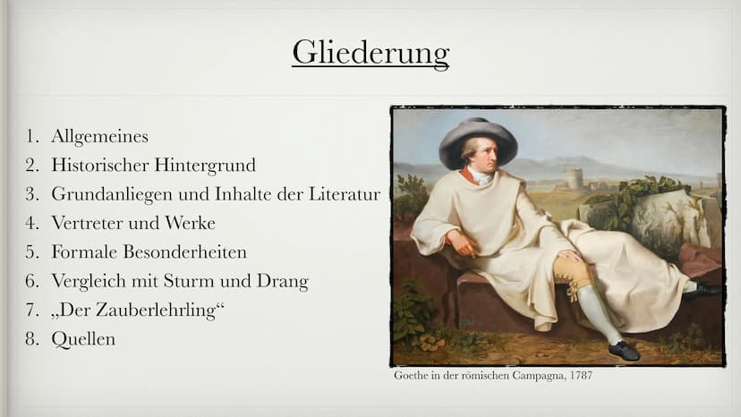 „Toleranz ist immer und überall eine Frage der
inneren
Selbstbefreiung"
- Johann Gottfried Herder Die Klassik
1786-1832 Gliederung
1. Allgem