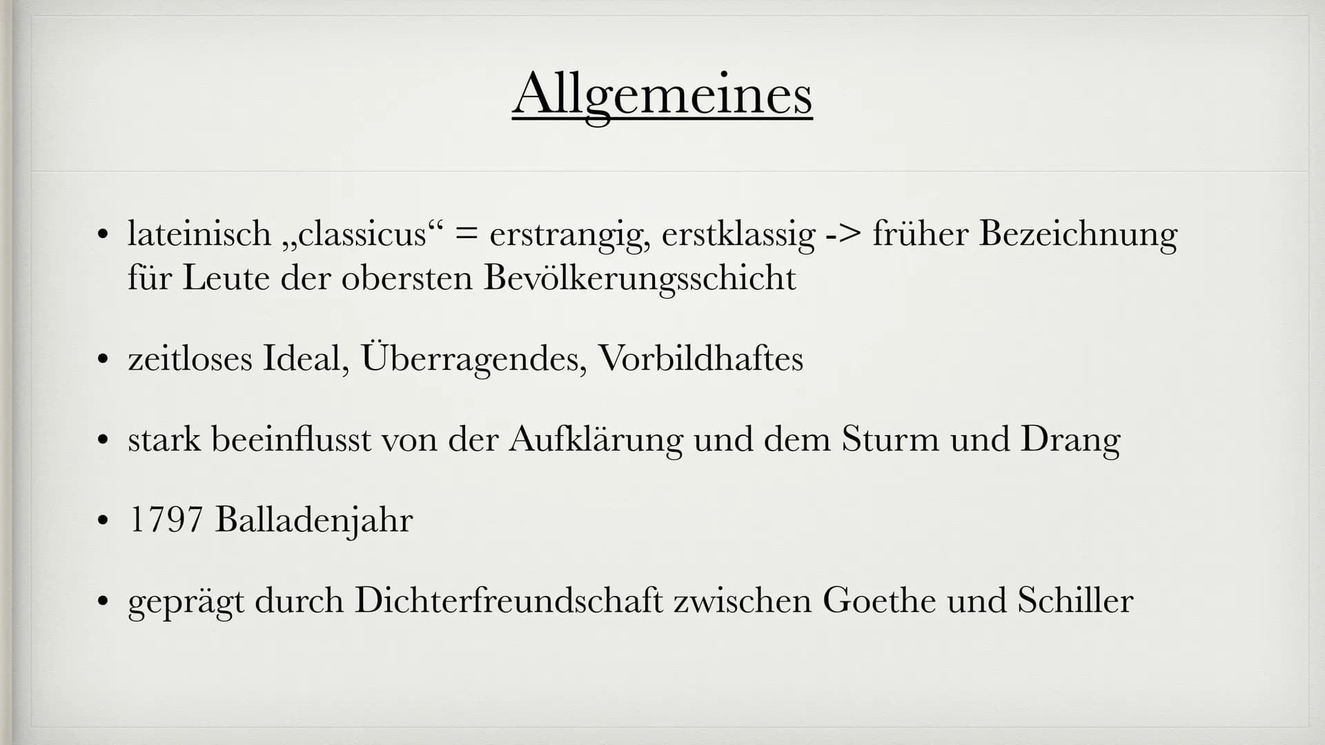 „Toleranz ist immer und überall eine Frage der
inneren
Selbstbefreiung"
- Johann Gottfried Herder Die Klassik
1786-1832 Gliederung
1. Allgem