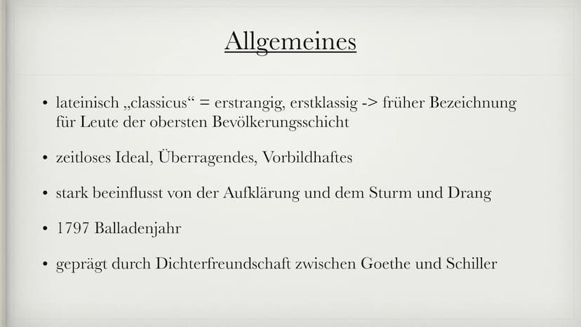 „Toleranz ist immer und überall eine Frage der
inneren
Selbstbefreiung"
- Johann Gottfried Herder Die Klassik
1786-1832 Gliederung
1. Allgem