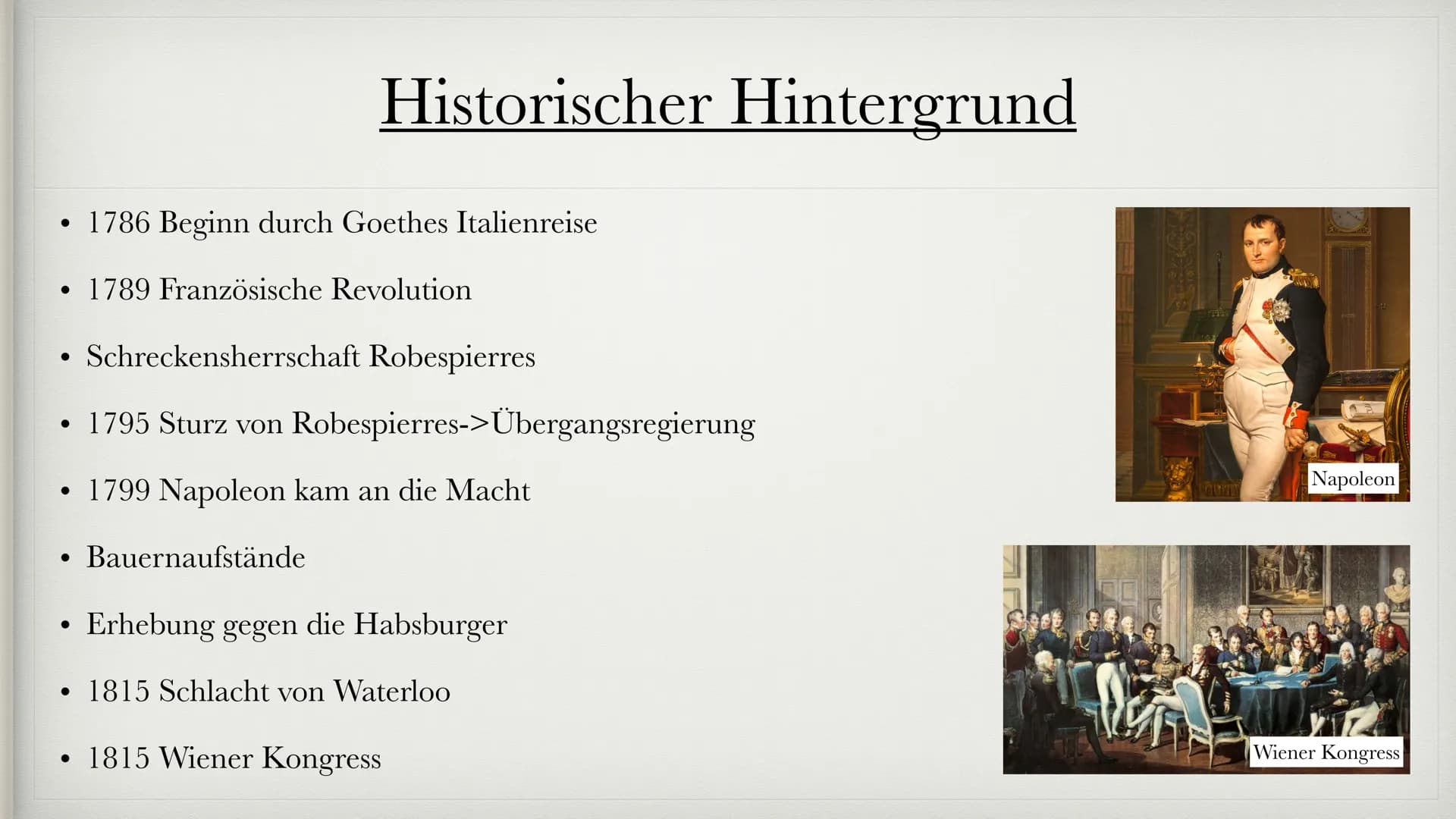 „Toleranz ist immer und überall eine Frage der
inneren
Selbstbefreiung"
- Johann Gottfried Herder Die Klassik
1786-1832 Gliederung
1. Allgem