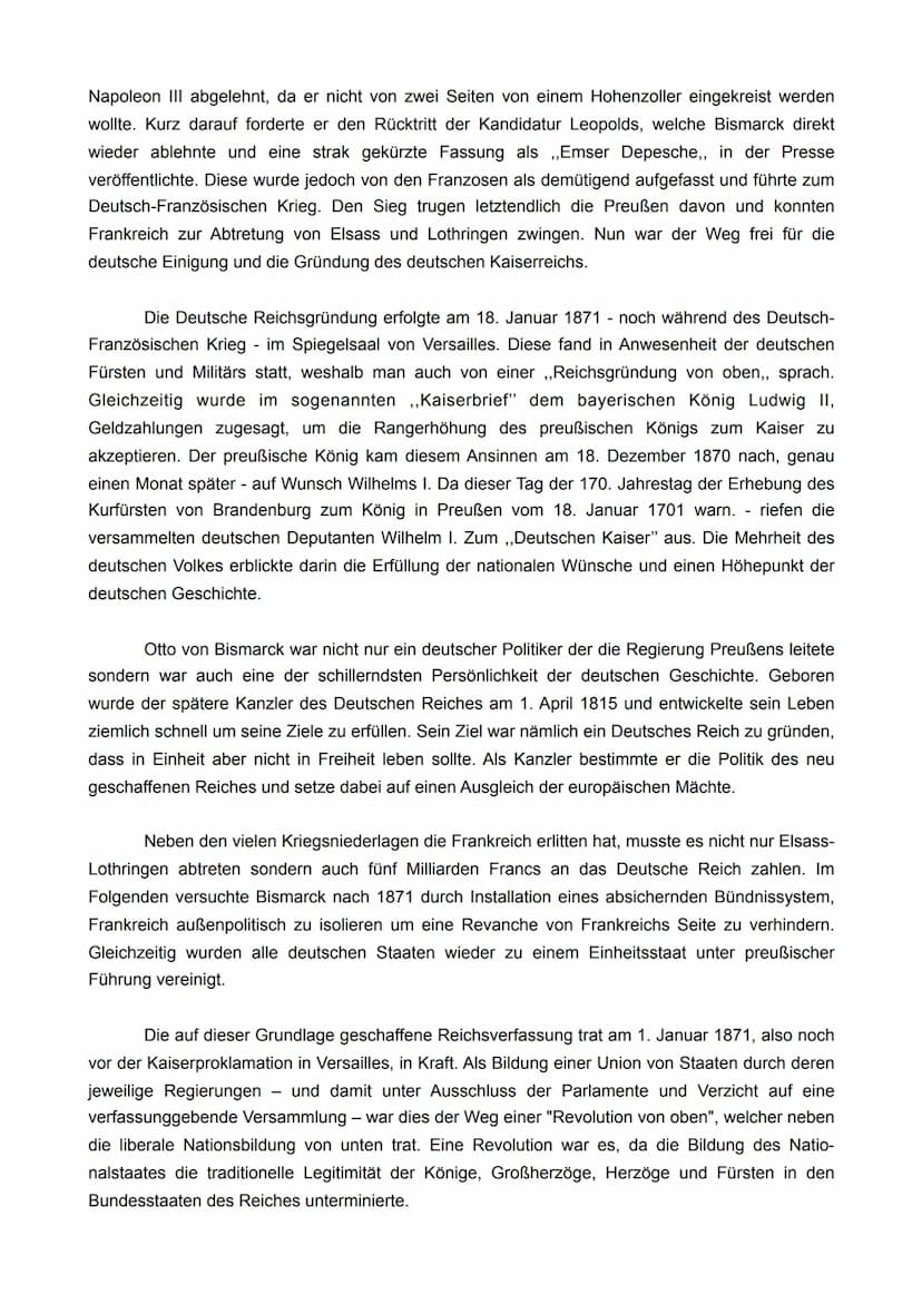 PROBEKLAUSUR NR.1
DER WEG ZUR REICHSGRÜNDUNG 1871
Quelle: Thomas Nippender - Ergebnisse des Jahres 1866
Taruna Jung
Der vorliegende Text ,,E