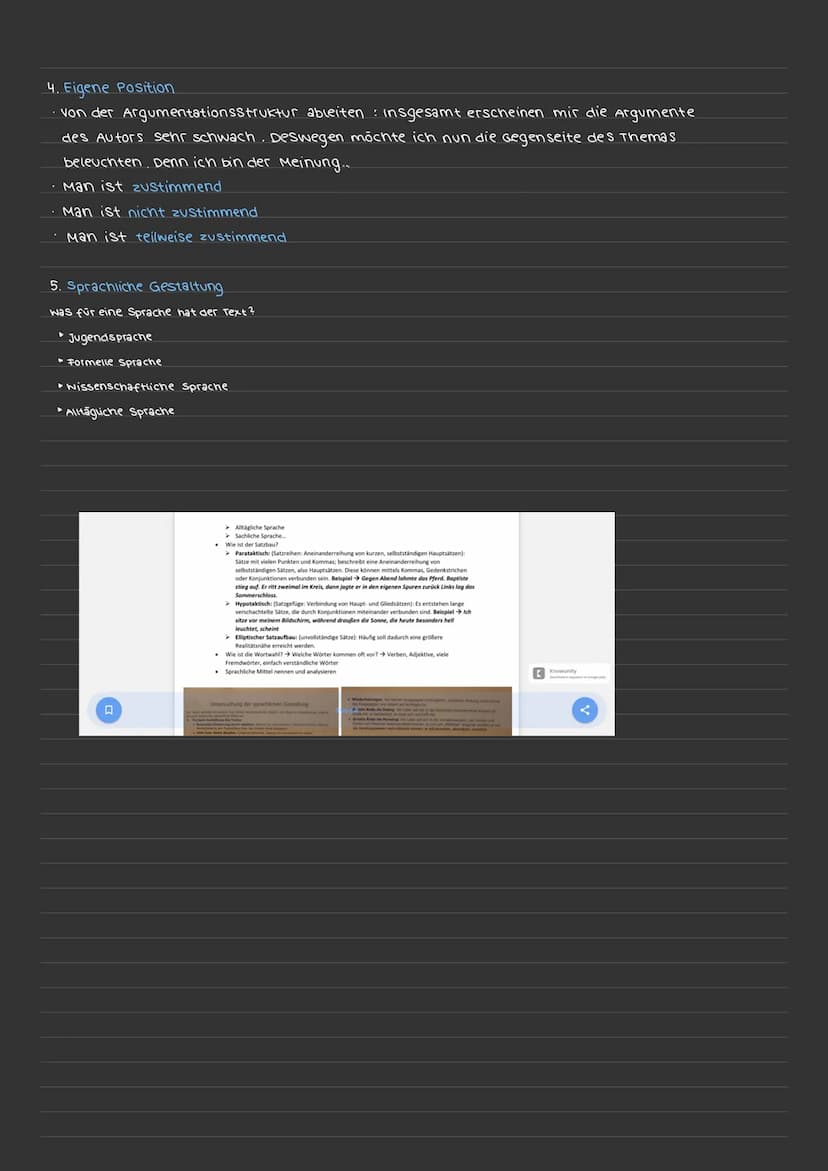TEXTGEBUNDENE ERÖRTERUNG
Vorbereitung vor der Erörterung
1. Text öfters durchlesen und sprachliche Mittel + Argumente markieren
↳(pro = grün