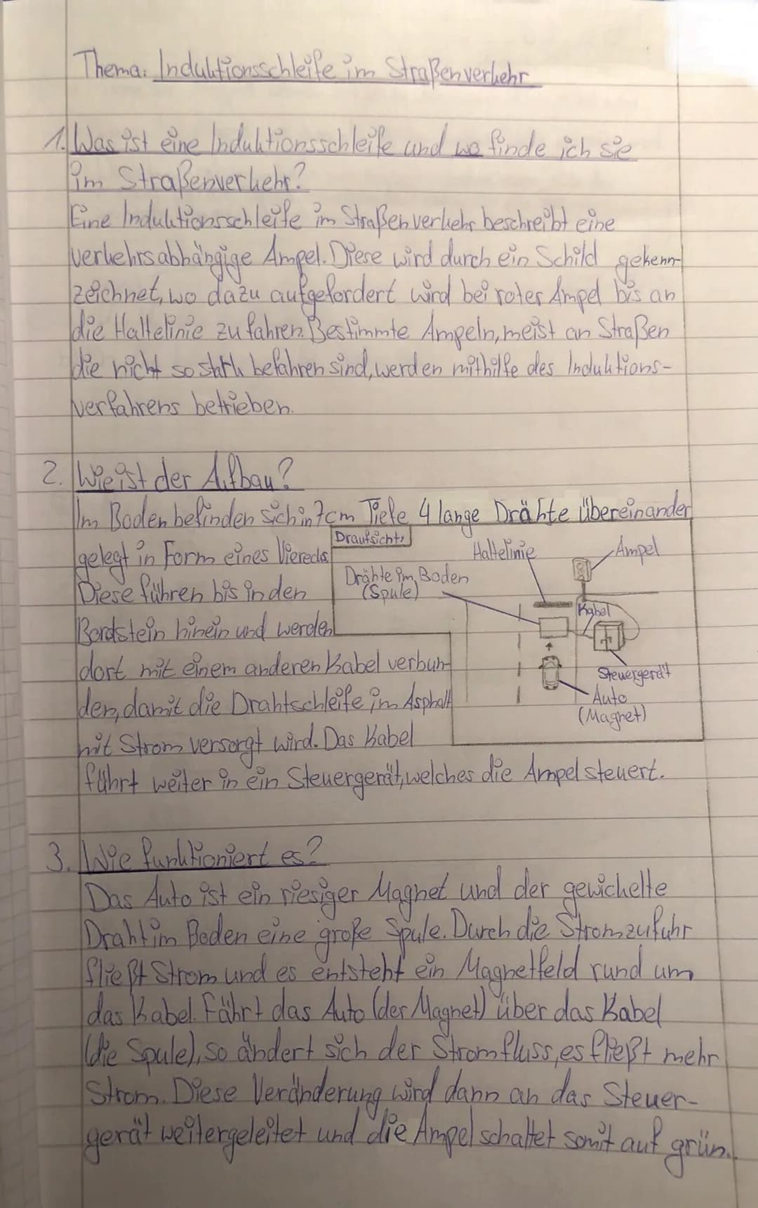 Thema: Induktionsschleife im Straßenverkehr
1. Was ist eine Induktionsschleife und wo finde ich sie
im Straßenverkehr?
Fine Induktionsschlei