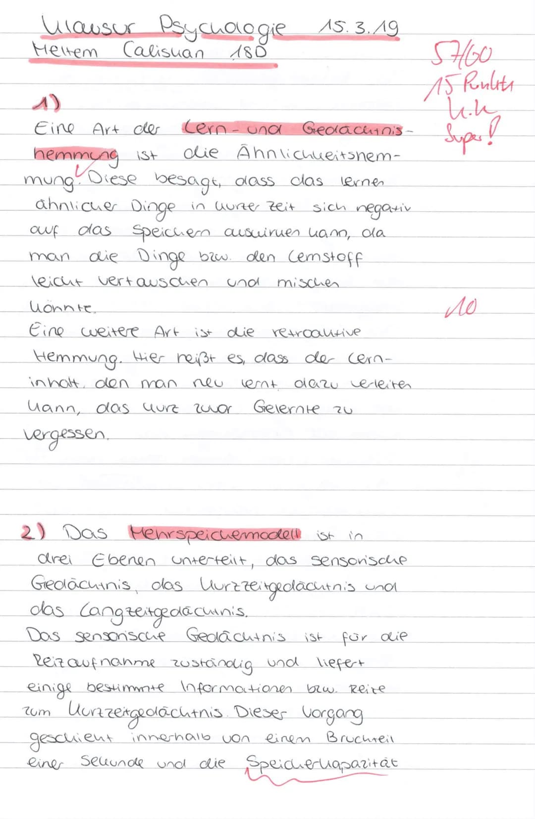 Ulausur Psychologie 15.3.19
Meltem Calisuan 180
Der unbedingte Reiz
fchrt 20 einer unbedingten.
Reaution
(der Magen "weiß", dass das Essen (