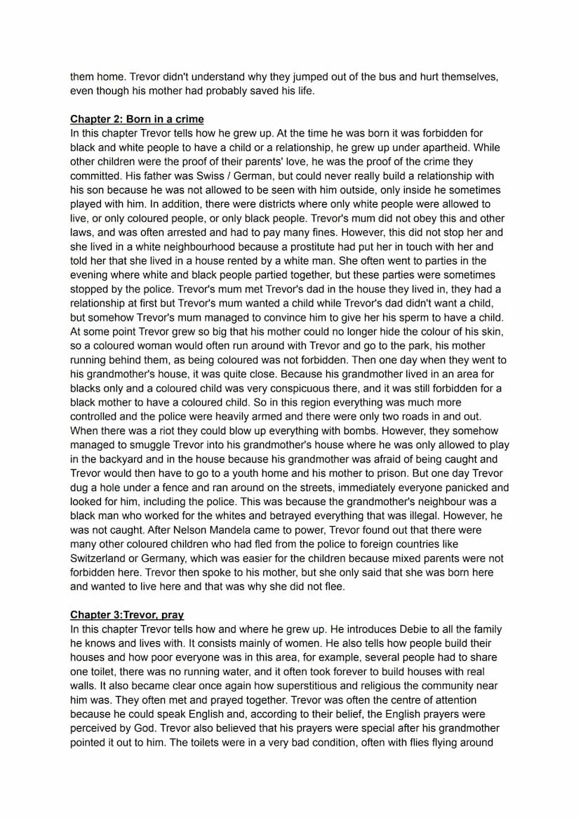 CHAPTERS
Chapter 1: Run
In this chapter, a boy tells how he was thrown out of a moving car by his mother. He could
remember that day very cl