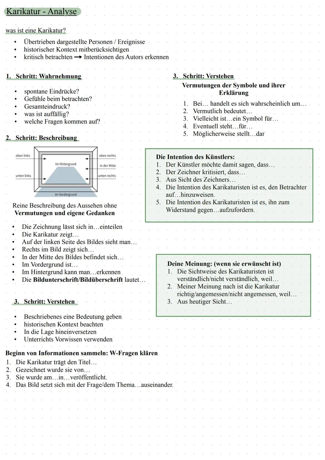 # Karikatur - Analyse

was ist eine Karikatur?

- Übertrieben dargestellte Personen / Ereignisse
- historischer Kontext mitberücksichtigen
-