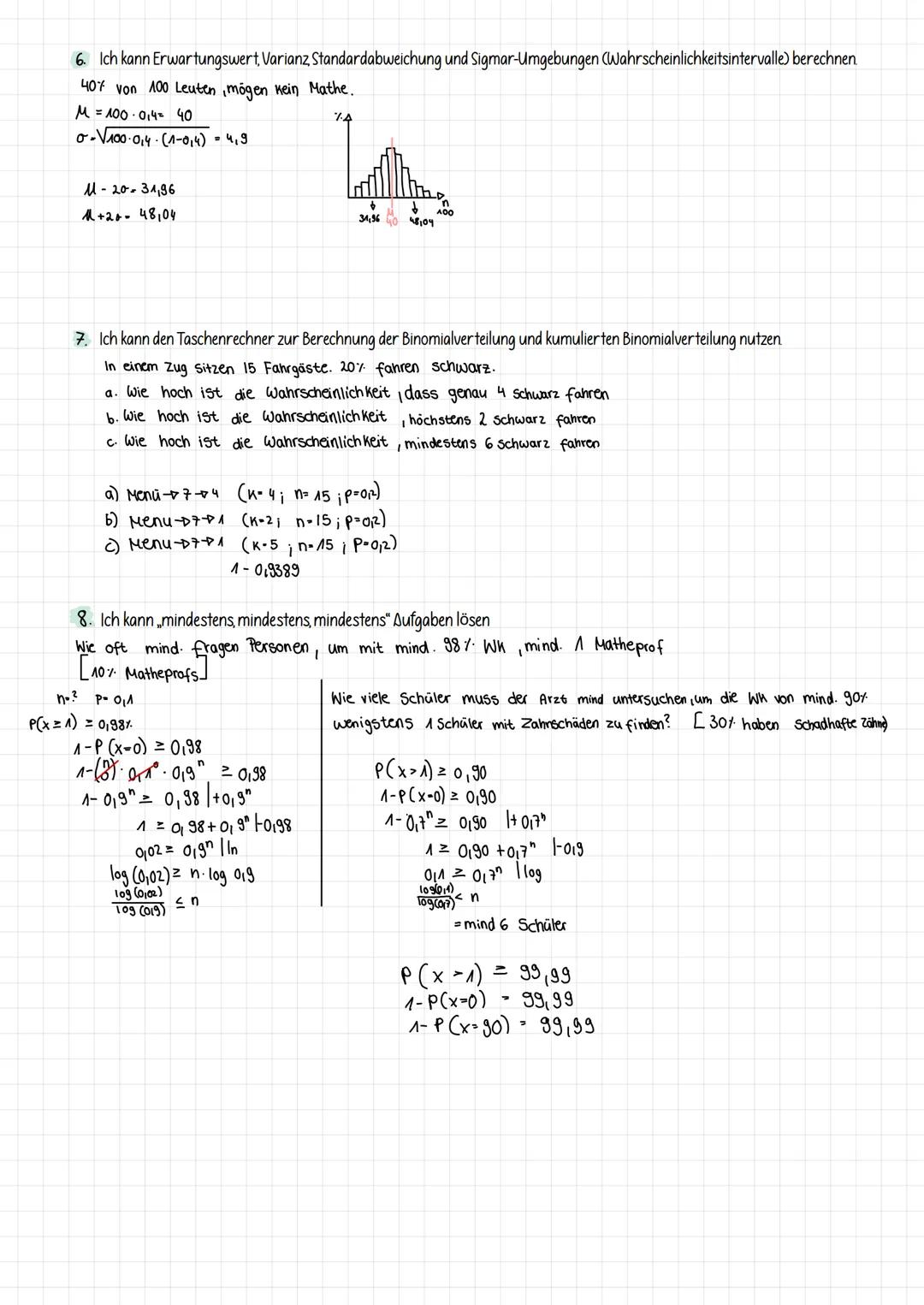P(6).
MATHE-LERNBLATT
Ich kann die Wahrscheinlichkeitsverteilung einer Zufallsgröße X bestimmen und das ganze graphisch darstellen
Bedingung