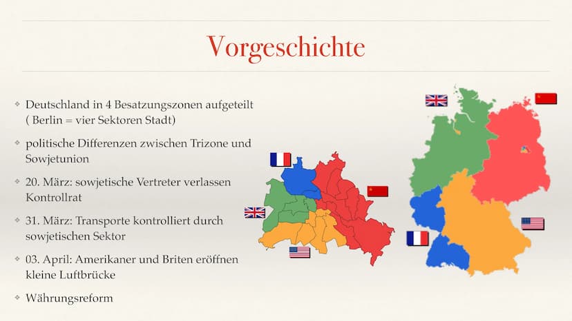 Emma Wagenknecht
Die Berlin- Blockade
Geschichte Leistungskurs Q4 *Vorgeschichte
*Verlauf
1.1. Beginn der Blockade
*1.2. Während der Blockad