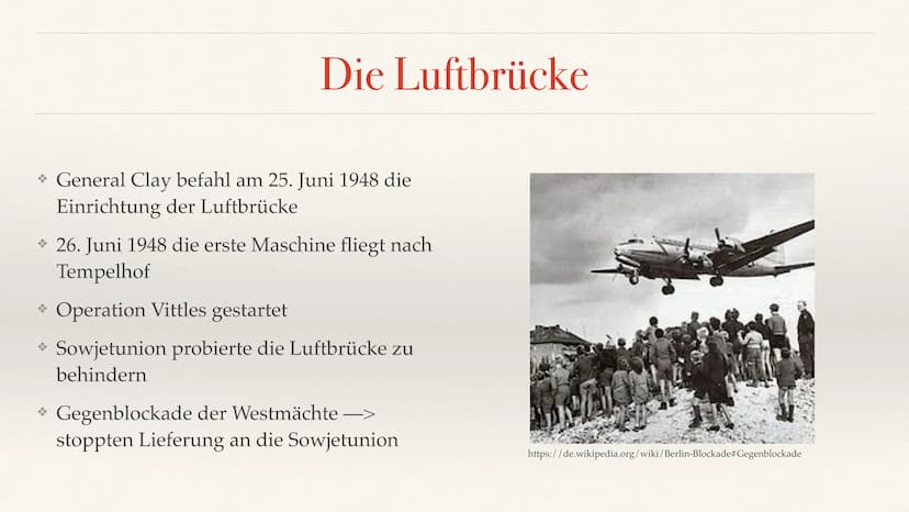 Emma Wagenknecht
Die Berlin- Blockade
Geschichte Leistungskurs Q4 *Vorgeschichte
*Verlauf
1.1. Beginn der Blockade
*1.2. Während der Blockad