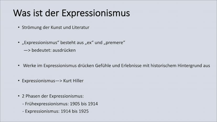 Expressionismus
Gedicht: Weltende Inhalt
• Expressionismus
●
●
- Was ist Expressionismus?
- Entstehung des Expressionismus
Expressionismus d