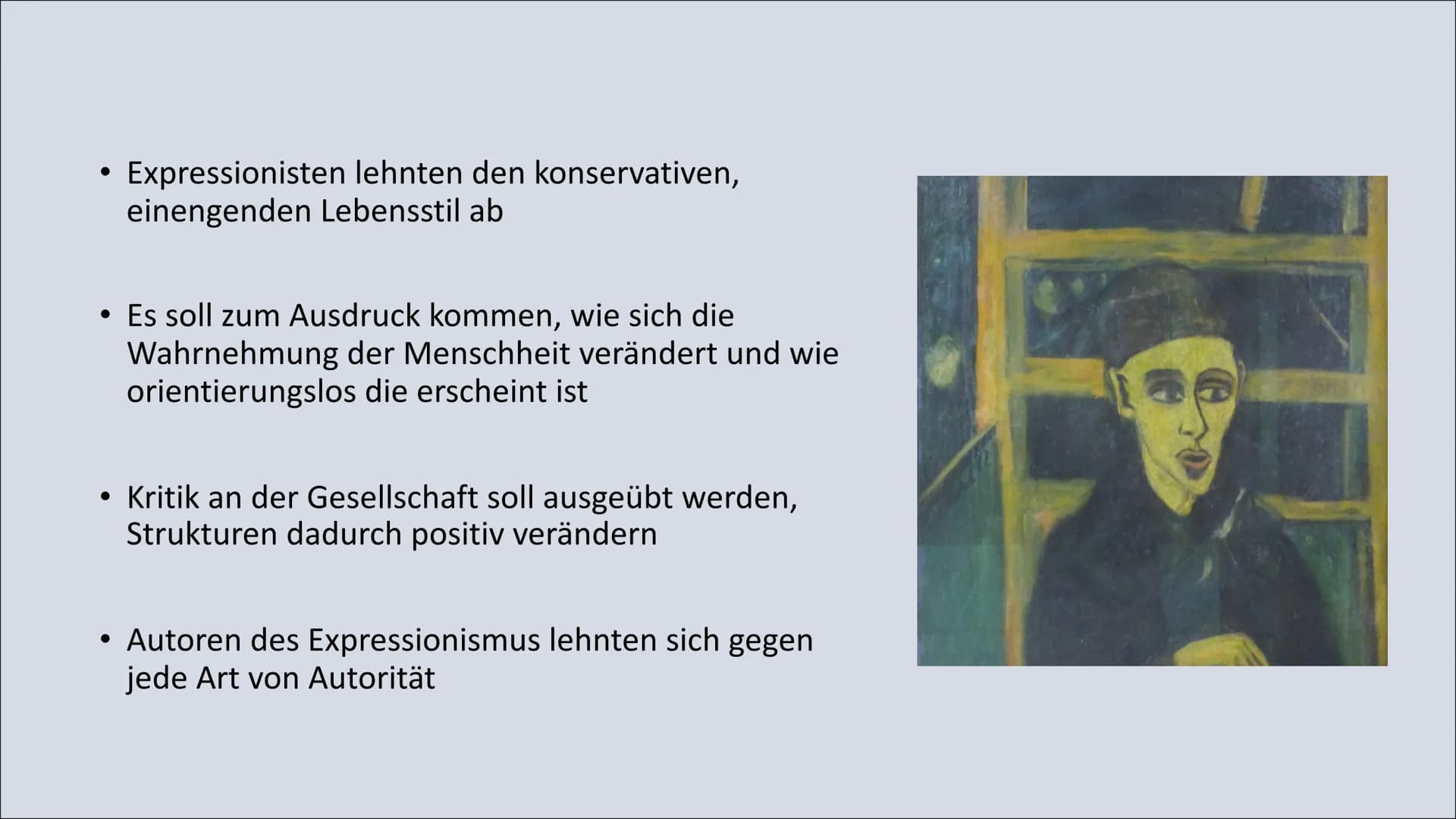 Expressionismus
Gedicht: Weltende Inhalt
• Expressionismus
●
●
- Was ist Expressionismus?
- Entstehung des Expressionismus
Expressionismus d