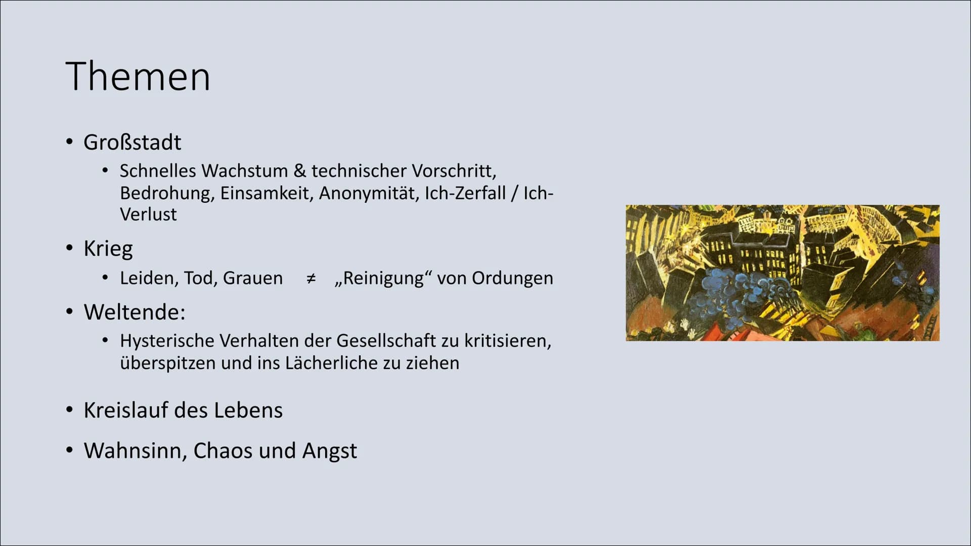 Expressionismus
Gedicht: Weltende Inhalt
• Expressionismus
●
●
- Was ist Expressionismus?
- Entstehung des Expressionismus
Expressionismus d