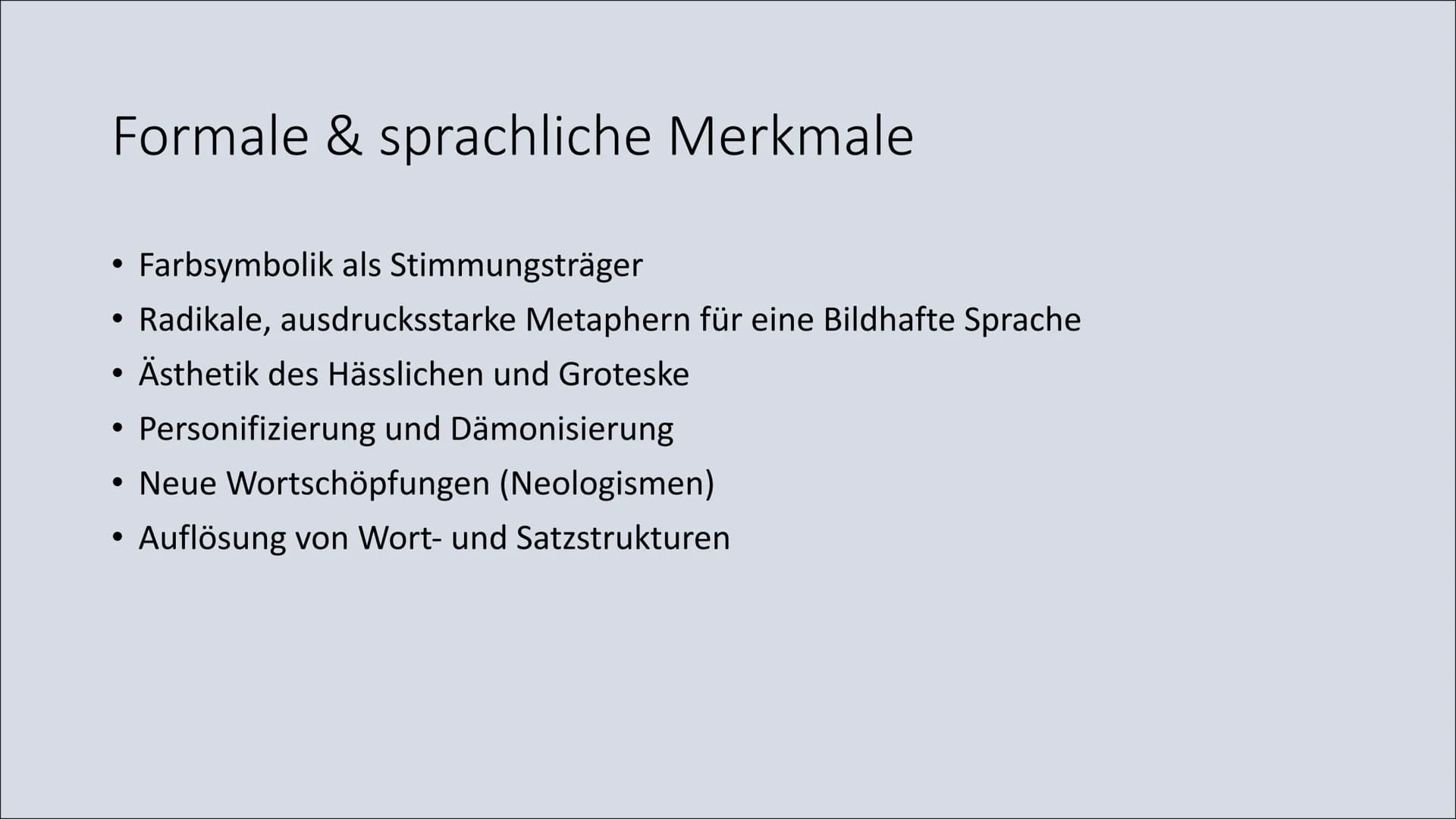 Expressionismus
Gedicht: Weltende Inhalt
• Expressionismus
●
●
- Was ist Expressionismus?
- Entstehung des Expressionismus
Expressionismus d